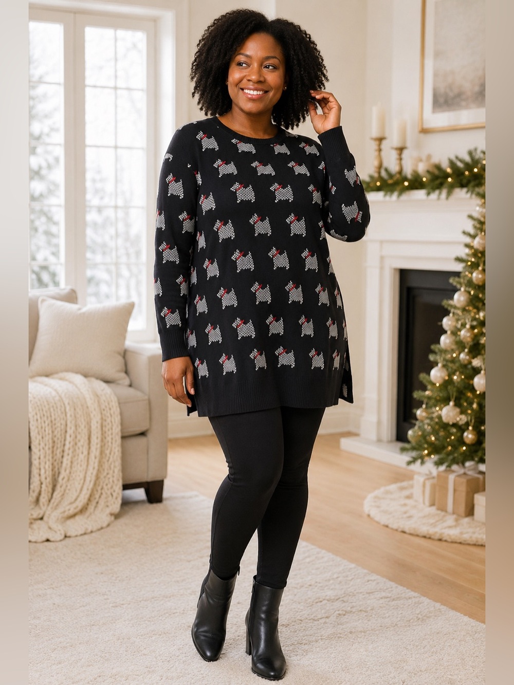 NWT Charter Club Scottie Dog Print Sweater Tunic Size 2X